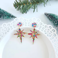 Star of Bethlehem Earrings - Gold Sparkle // Christmas, Holiday