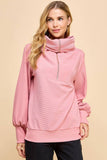 CT9019-Front Zipper Oversized Collar Pullover