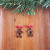 Bow Gingerbread Earrings - Red Shimmer // Christmas, Holiday, Jewelry