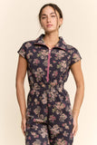 PRINTED SCUBA ZIPPER FRONT JUMPSUIT