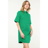 Short Sleeve Collared Button Dress