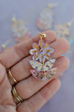 Pink Handpainted Acrylic Flower Dangle Statement Earrings