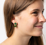 Kimberly Enamel Earring Leaf Green