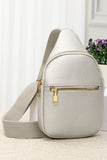 Solid PU Sling Bag: Light Brown