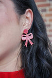 Bow Earrings - Red Shimmer // Christmas, Holiday, Jewelry