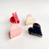 Mila | VDay Medium Embellished Heart Claw Clip