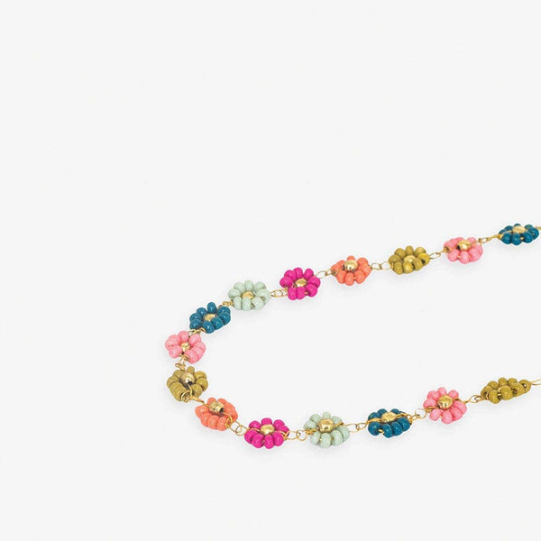 Amanda Multi Color Flowers Beaded Necklace Rainbow Wholesale