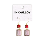 Veronica Two Tone Color Cut Glass Dangle Earring Red