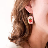 Strawberry Earrings Ceramic Pink Dangle Jewelry