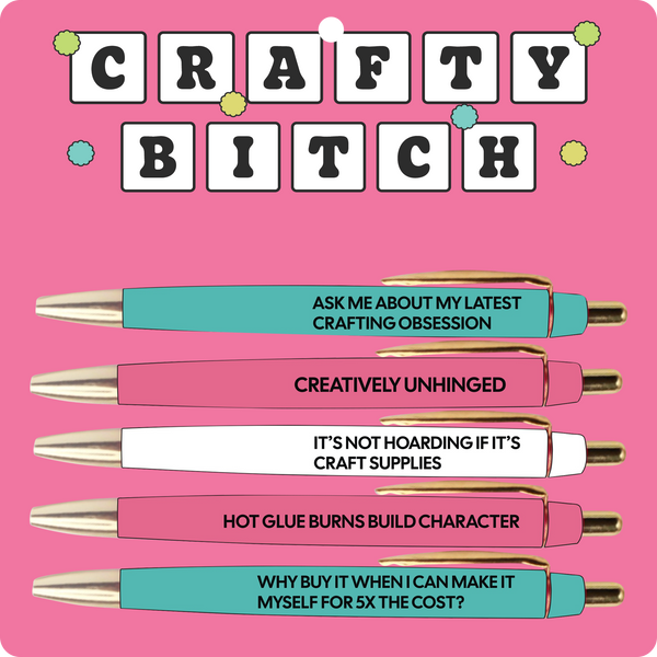 Crafty Bitch Pen Set (funny, gift, pens, stationery)