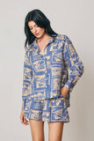 Conversational Print Relaxed Pull On Shorts