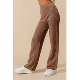 CHECKER PATTERN KNITTED STRAIGHT LEG SWEATER PANTS
