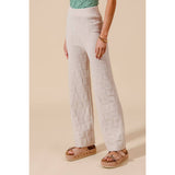 CHECKER PATTERN KNITTED STRAIGHT LEG SWEATER PANTS