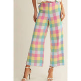 Check Pattern Wide Leg Tailored Pants