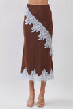 Espresso Skirt with Eyelash Lace Trim Detail