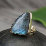 Large Brass Freeform Stone Ring