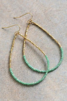 Teardrop Wire Beaded Earrings with Glass Crystals