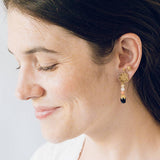 Flower Stud Earrings with pearls and corals, Pearl Studs