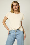 SHORT SLEEVE TOP WITH TWIST HEM DETAIL