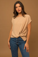 SHORT SLEEVE TOP WITH TWIST HEM DETAIL