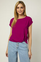 SHORT SLEEVE TOP WITH TWIST HEM DETAIL