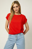 SHORT SLEEVE TOP WITH TWIST HEM DETAIL