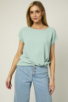 SHORT SLEEVE TOP WITH TWIST HEM DETAIL