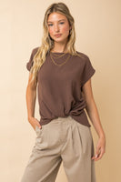 SHORT SLEEVE TOP WITH TWIST HEM DETAIL