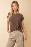 SHORT SLEEVE TOP WITH TWIST HEM DETAIL