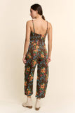 FLORAL JUMPSUIT SPAGHETTI STRAPS SQUARE NECKLINE