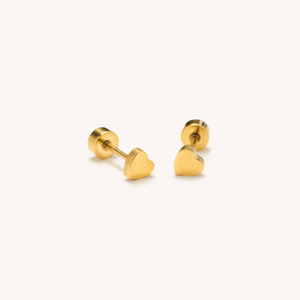 Flat Back Gold Heart Studs