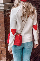 Heart Elbow Patch Knit Sweater