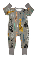 Giraffes, Gray Baby Pajamas: 3-6 Months