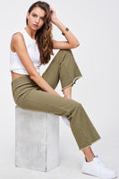 Faded Olive Straight Leg Crops