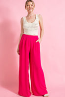 HOT PINK POCKET WIDE LEG PANTS