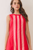 CD06979-Bold Contrast Stripe Sleeveless Mini Dress
