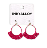 Kendra Fringe Hoop Seed Bead Earring Hot Pink