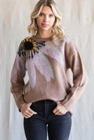 Flower Fuzzy Knit Pullover Sweater