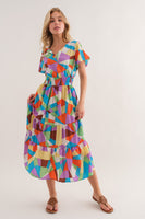Multi Color Tiered Woven Midi Dress