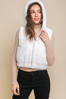 Plush Hooded Zip Up Vest With Pockets