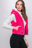 Plush Hooded Zip Up Vest With Pockets