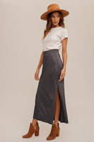 LUREX JERSEY SLIT HEM MAXI SKIRT