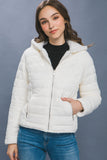 Reversible Faux Sherpa Fleece Puffer Hooded Jacket