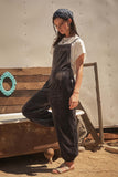 Stretch Velvet Pleated Overall Jumpsuit