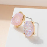 Druzy Sparkly Stone Crystals Stud Earrings