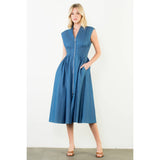 Sleeveless Denim Smocked Waist Dress