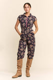 PRINTED SCUBA ZIPPER FRONT JUMPSUIT