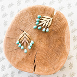 Turquoise Beaded Botanical Chandelier Studs For Spring