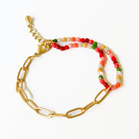 Bead and gold chain bracelet, Fall, Paperclip bracelet