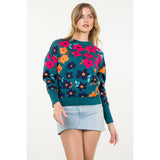 Flower Rib Knit Sweater